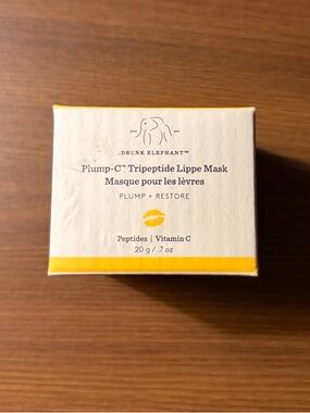 Drunk Elephant Plump‑C™ Tripeptide Lippe Mask – White & Yellow Packaging
